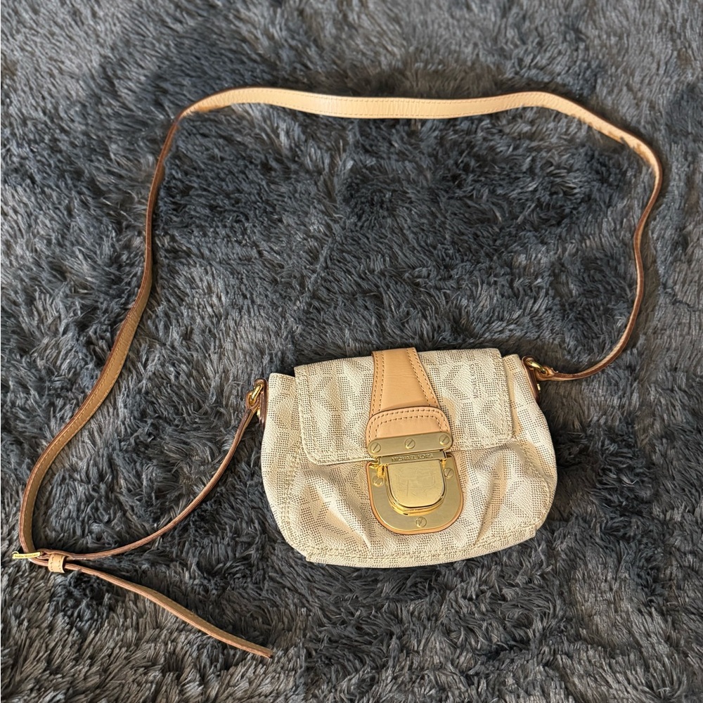 Michael Kors Cream and Tan Crossbody Bag